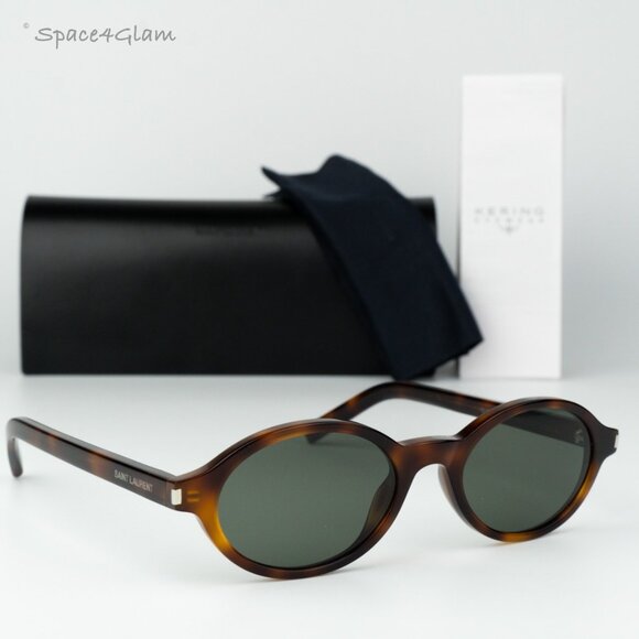 BRAND NEW Saint Laurent SL751 JEANNE 003 Dark Havana Grey Oval Unisex Sunglasses - Picture 4 of 13